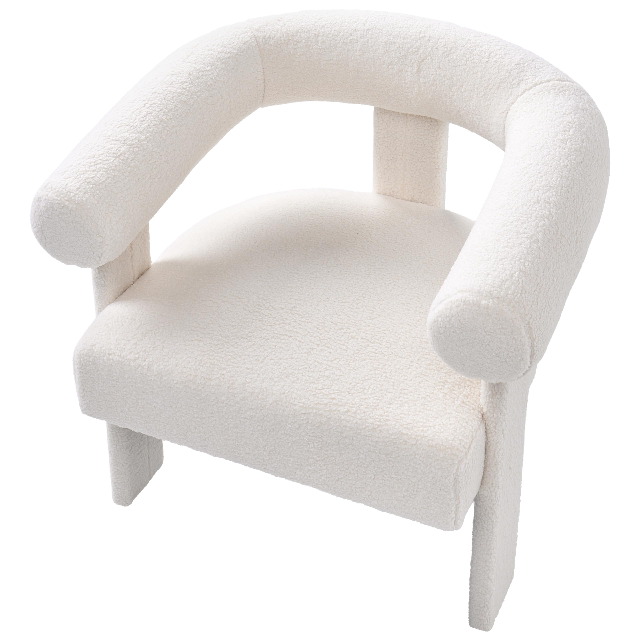 Beliani Sillón de Sala de Estar Estilo Retro tapicería de bouclé Patas tapizadas Blanco Crema Ilbro