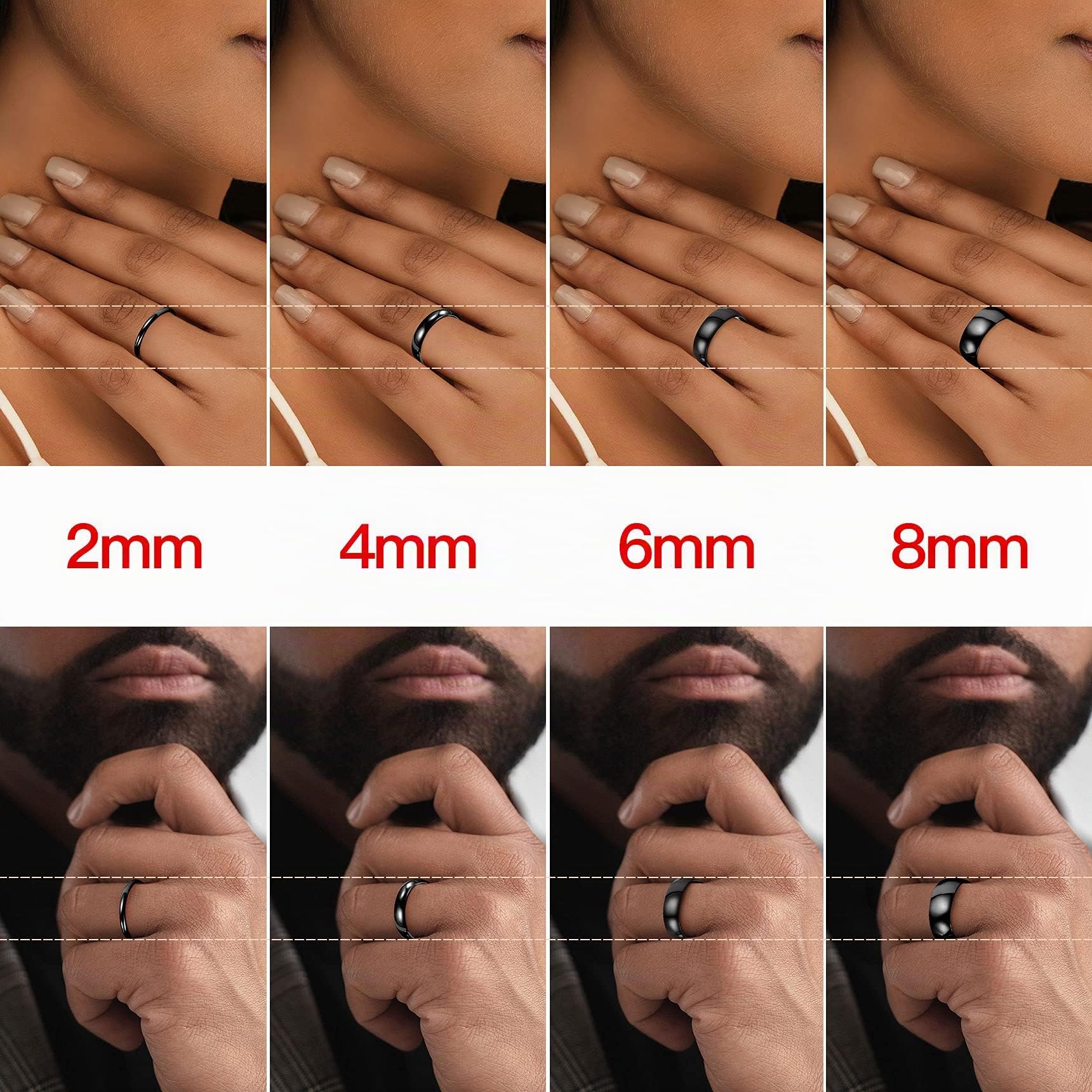 Bestyle Anillos Acero Inoxidable para Hombre Mujer 6mm Dorado/Plate/Negro | para Parejas Anillos de Compromiso Tamaño 14.5-27.5 Anillo Pareja de Moda Tamaño Unisex Compromiso Boda Aniversario Navidad