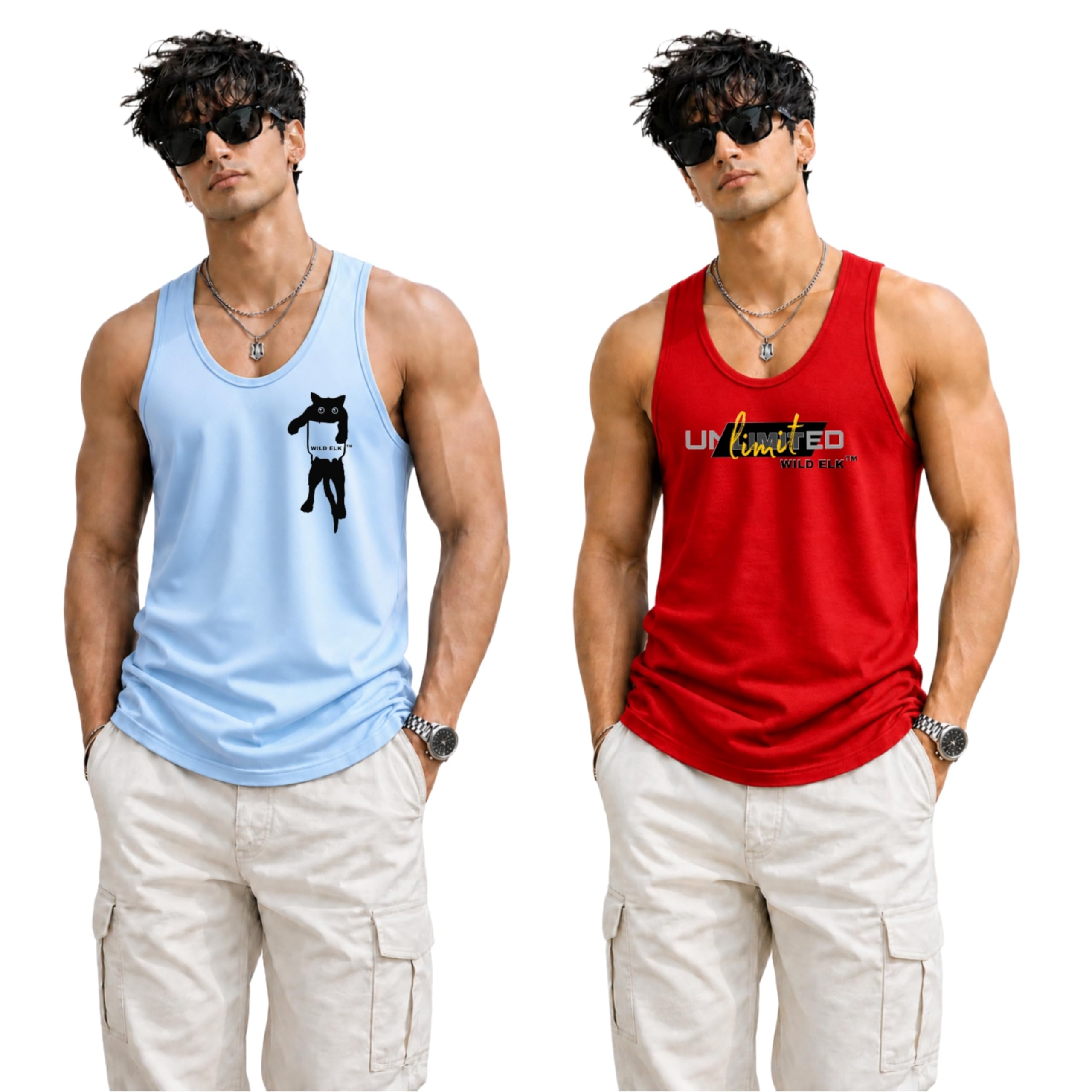 Tank Top Collection, sendow for Men | Sleeveless Gym Vest | Tank Top for Men's |Vest for Man Graphic Print Design, Beach, Casual Wear |Gym Vest for Men,Combo-picture-28
