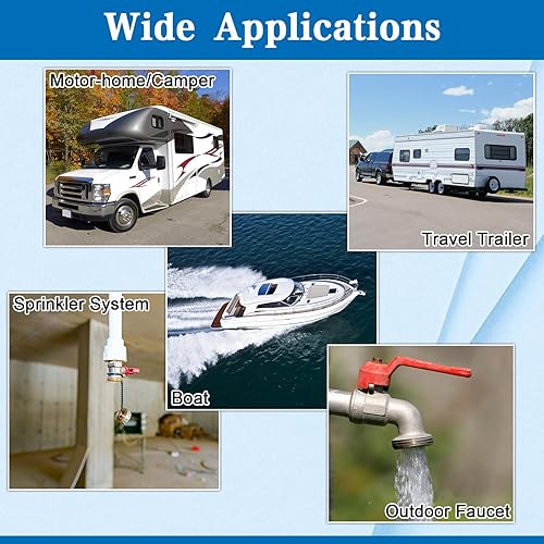 Miniatura 7 de RV Winterize - Kit de adaptadores de soplado, 2 adaptadores de latón para invierno con enchufe de conexión rápida de 14 pulgadas y rosca de manguera