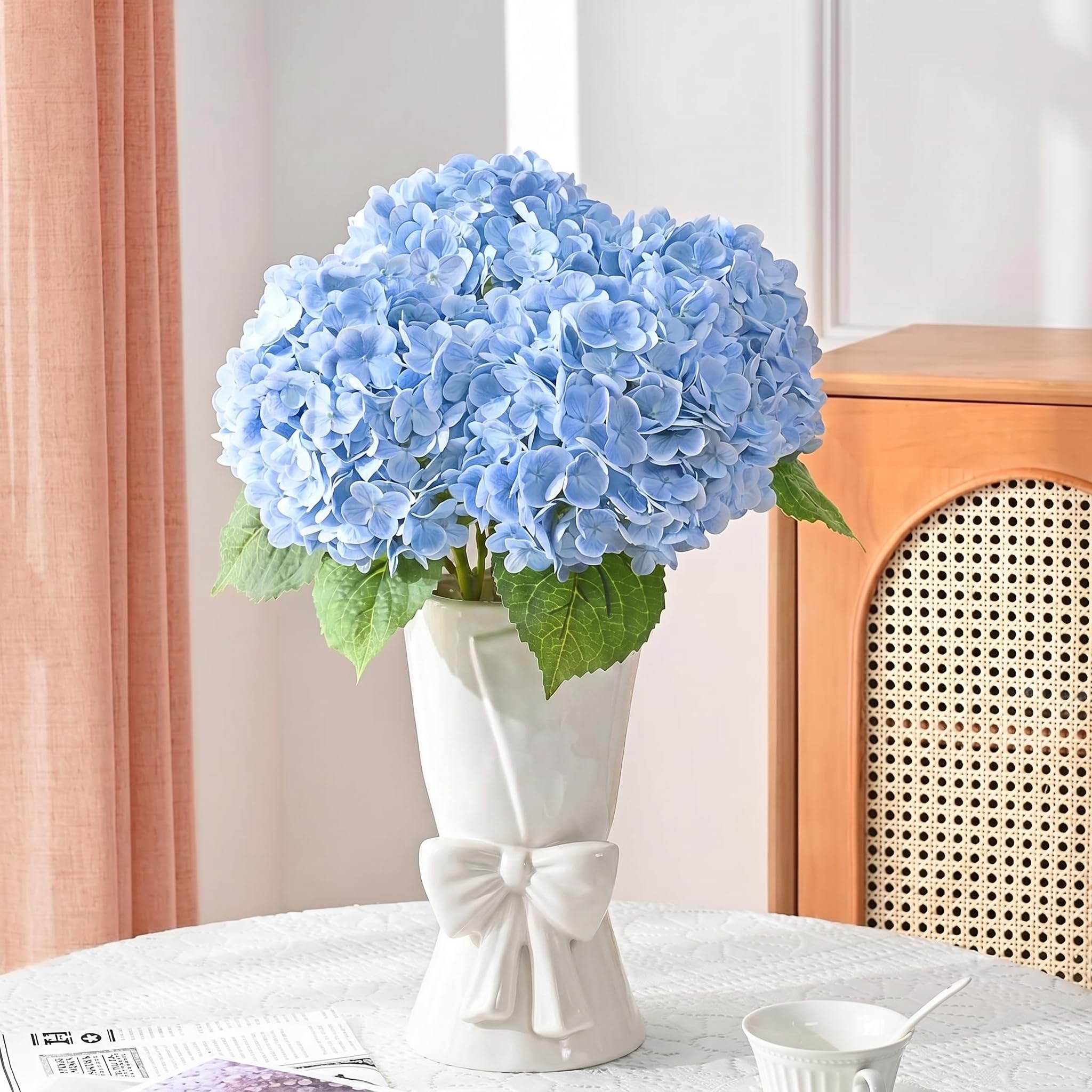 Relexome Fully Glazed White Ceramic Bow Vase 9.64 in Unique Cute Moder — product photo