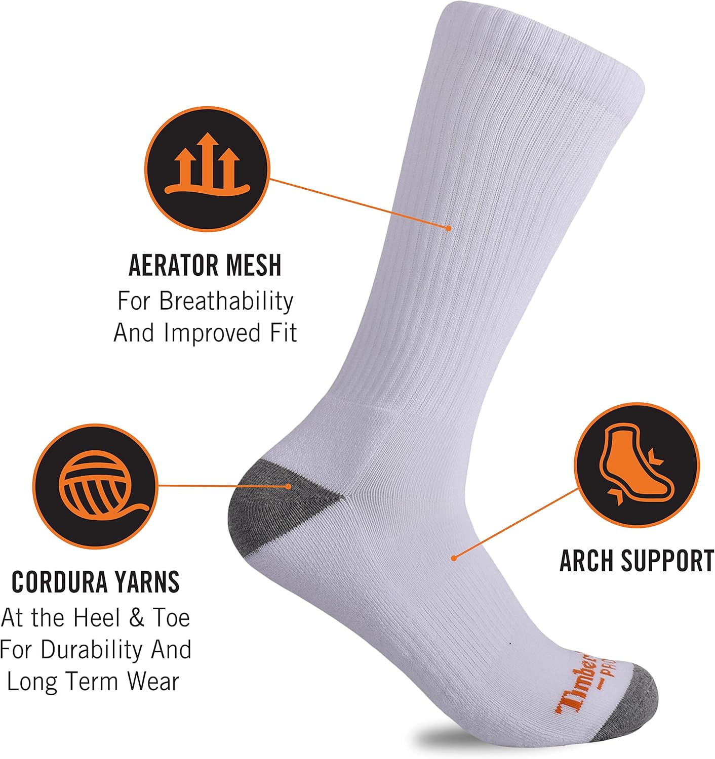 Timberland PRO Men's 6-pack Performance Crew Length Socks
