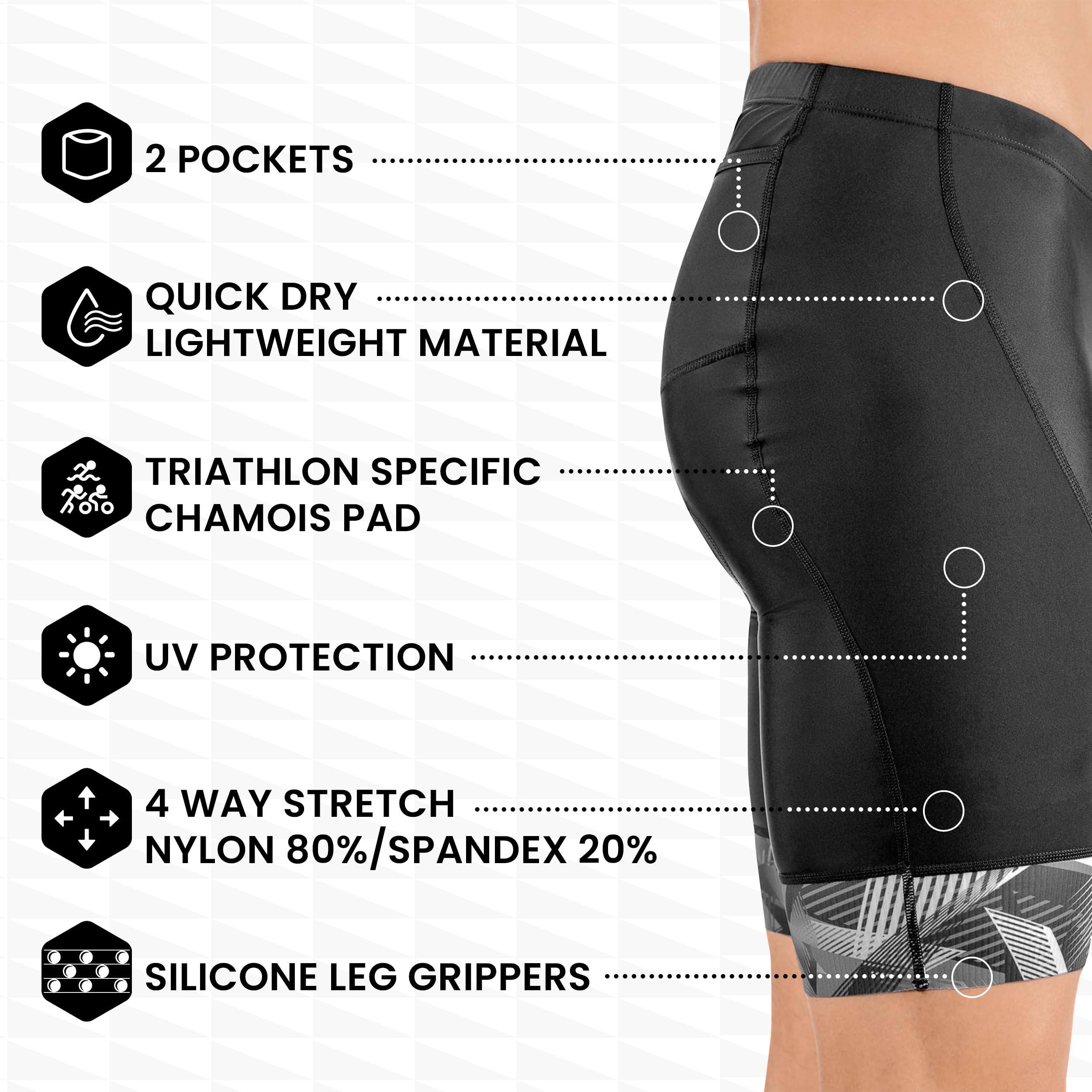 SLS3 Culotte de Triathlon Homme - Cuissarde de Triathlon rembourrée - Cuissarde de Triathlon FX 2 Poches, Compression Moyenne