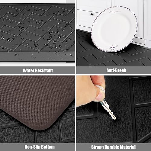 Miniatura 6 de Alfombras y tapetes de cocina antideslizantes impermeables, antifatiga, 2 unidades, tapete de cocina de 12 pulgada de grosor, tapete ergonómico de