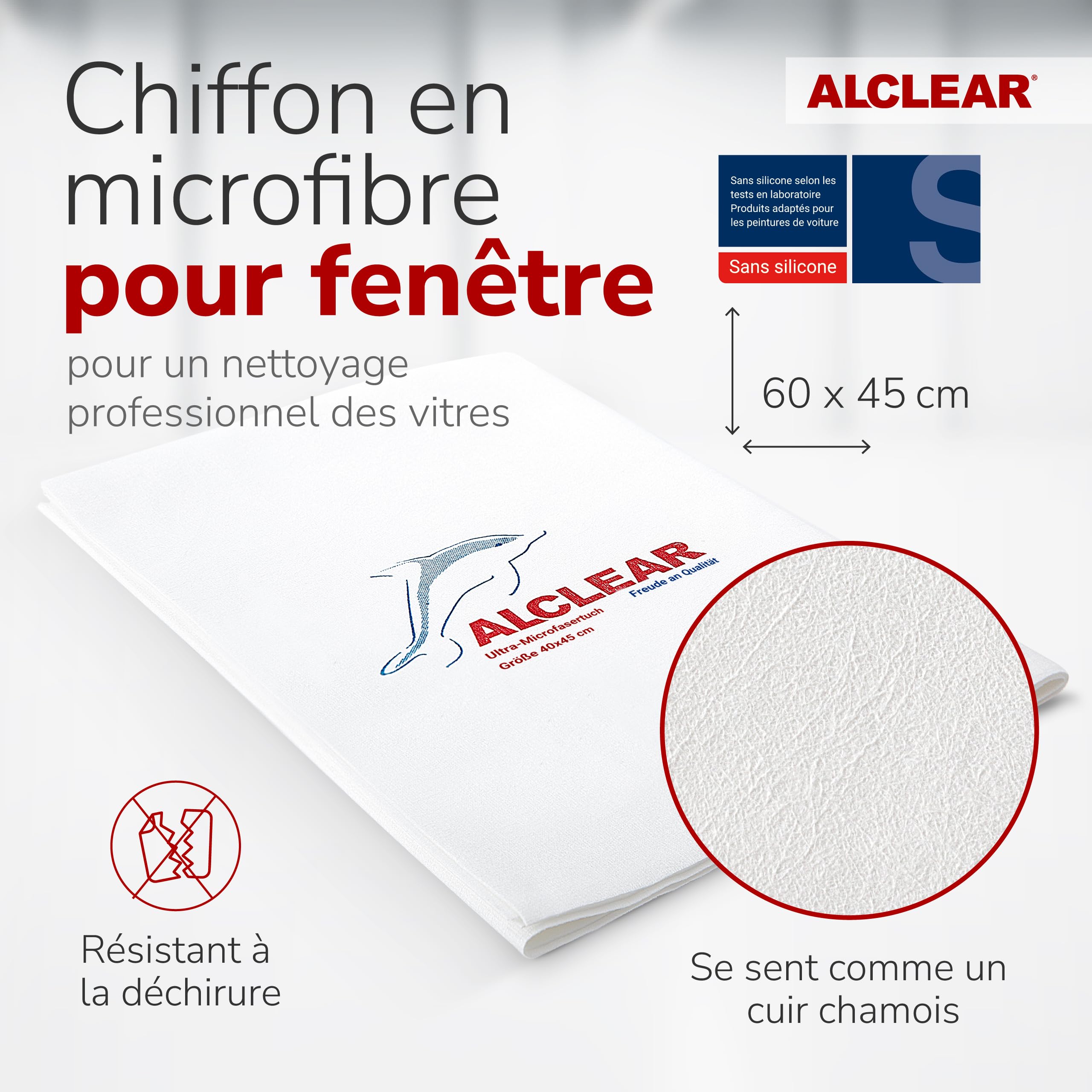 ALCLEAR 950002_5 Set de Chiffons Microfibres pour vitres, Lot de 5 | Chiffons pour vitres, sans traces ni peluches, sans essuyage final, conçu en Allemagne, maison et vitres de voiture
