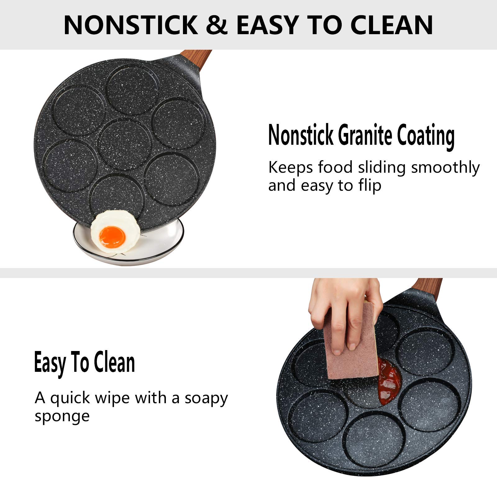 ESLITE LIFE Pancake Pan Nonstick Pancake Griddle 7 Mold Silver Dollar Pancake Maker, Induction