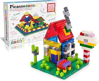 PicassoTiles 259pcs Magnetic Brick Tile and Building Brick Block Combo Set, Magnetic Tiles, Building Blocks STEM Toys, Educational Preschool Toddler Learning Toys, Kids Activity & Creativity