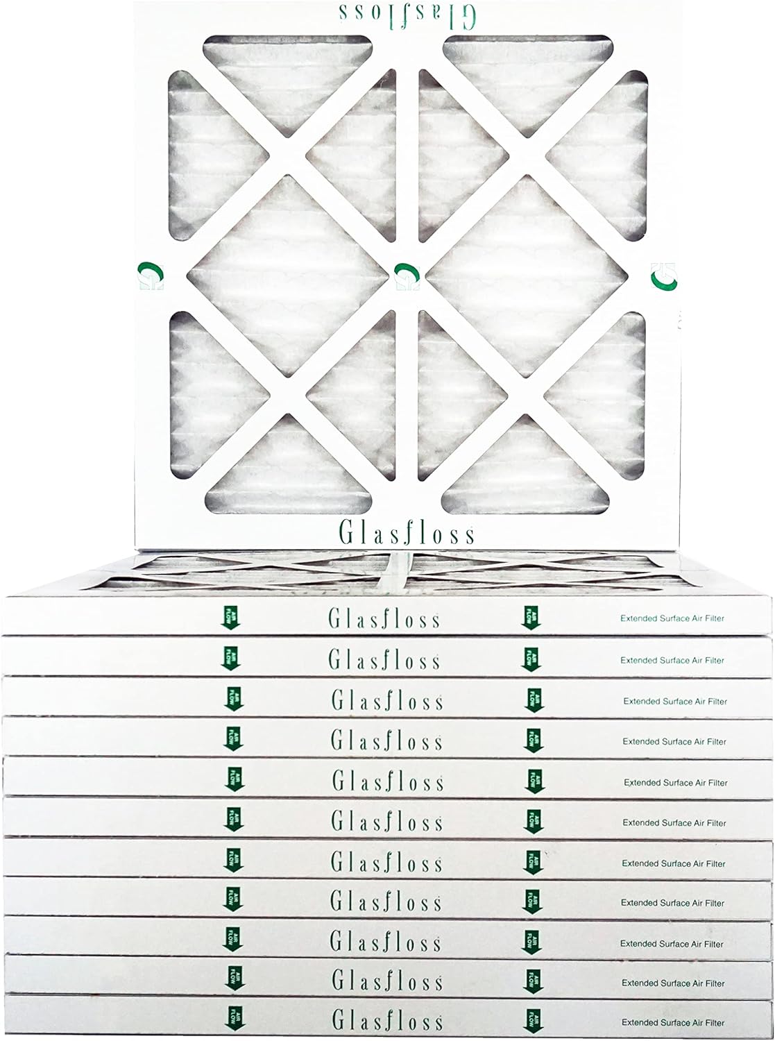 Glasfloss 10x10x1 - MERV 10 - Pack of 12 - Furnace Air Filter - Made in USA (Actual Size: 9.5 x 9.5x7/8 inch)