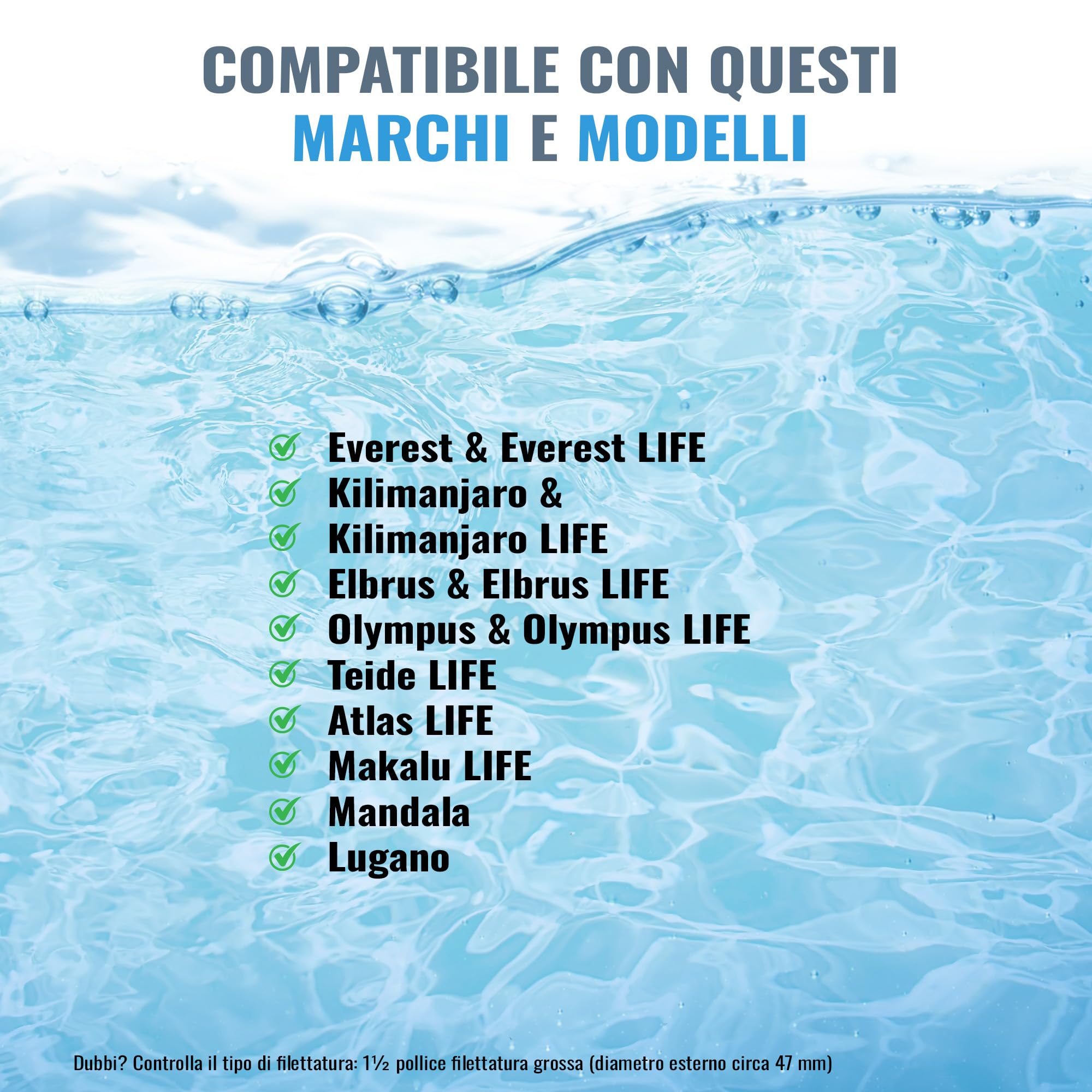 EGO3 Set filtri Vasca idromassaggio 1 LW 1½" Filetto fine + 10 ricariche – sostituisce filtri a Cartuccia Vasca idromassaggio – 300g Palline filtranti – Made in EU (2 contenitori + 300g)