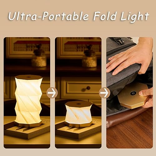 Miniatura 2 de Lámpara de escritorio portátil  Ultra fina de 0.7 pulgadas, ligera, 0.28 libras, lámpara de papel plegable con base de aleación de zinc, mini