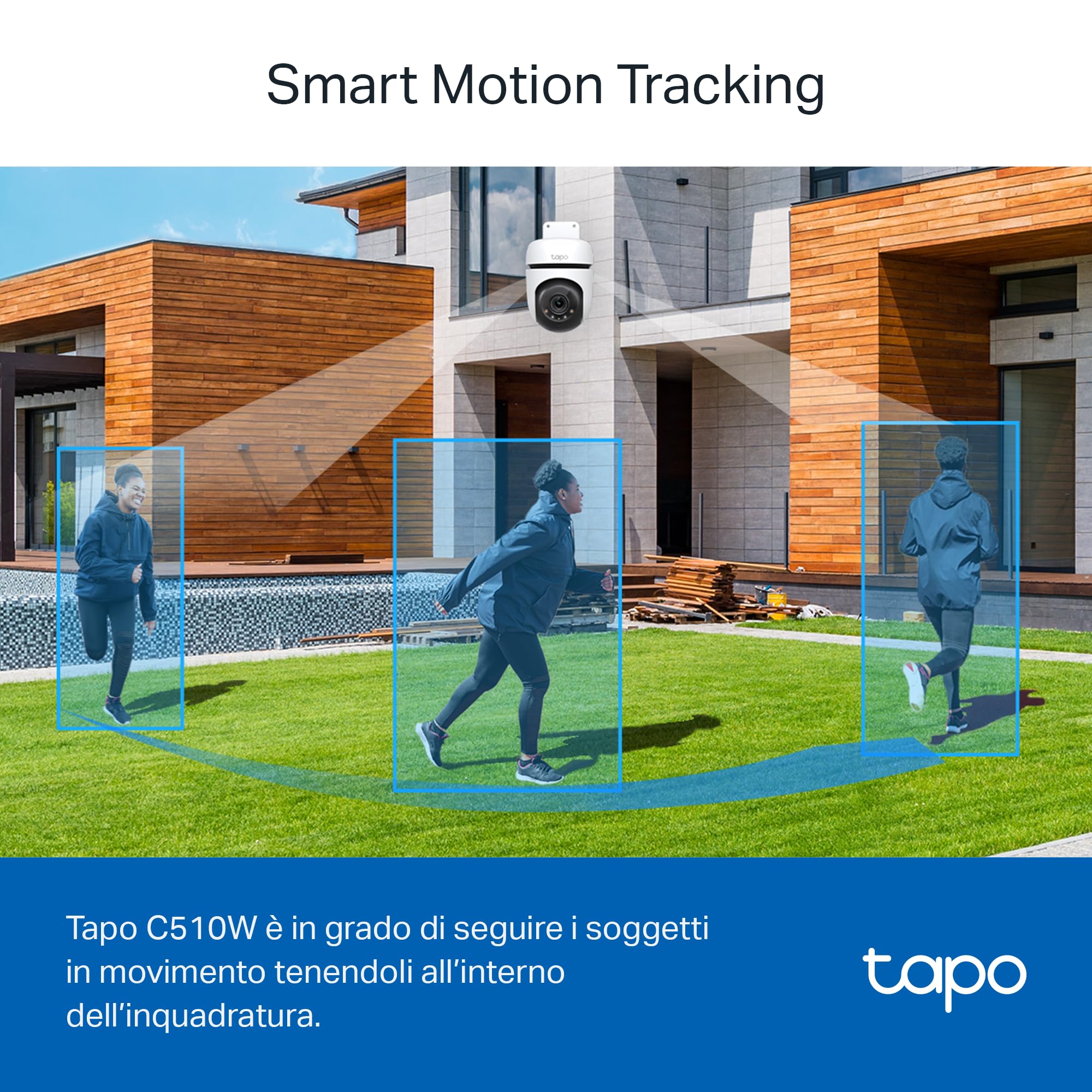 Tapo C510W Telecamera WiFi da esterno 2K 3MP, visione a 360°, IP65, impermeabile, sorveglianza IP