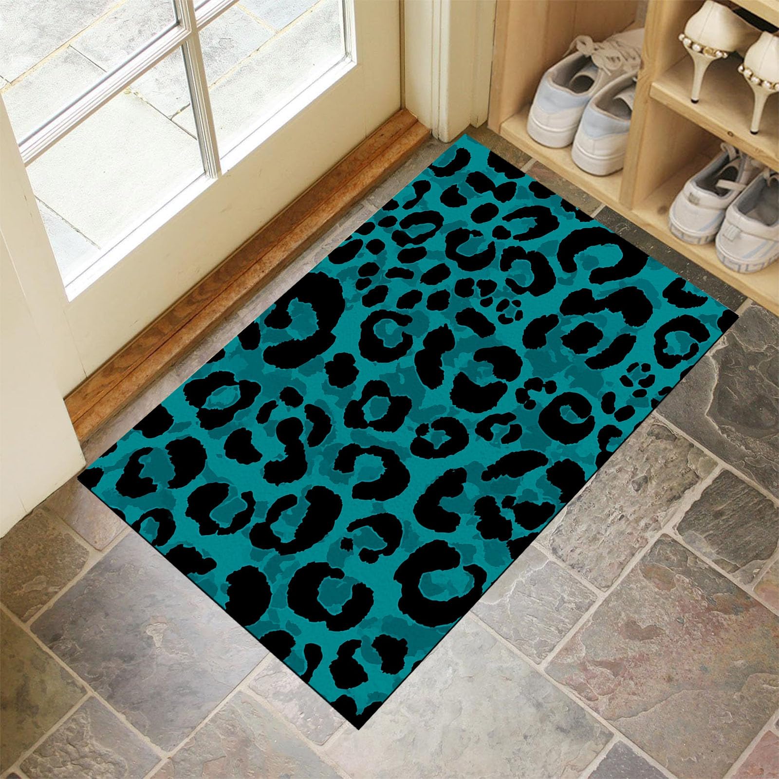 Tapis léopard psychédélique lavable et antidérapant pour entrée