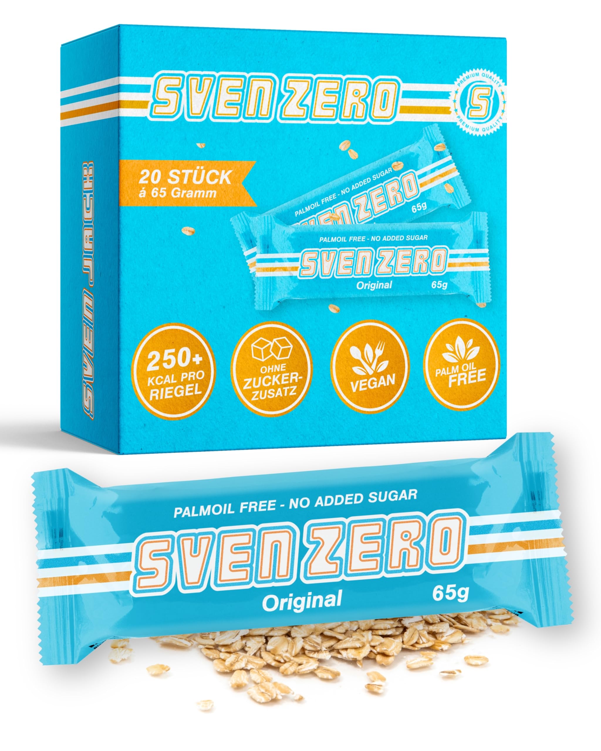 Sven Jack (Energy Cake) Haferriegel Zero Original 20x 65g | Haferflocken Riegel Original I Energieriegel ohne Zucker & Palmöl I Vegane Haferriegel I No added sugar I Kalorien Riegel I Müsliriegel
