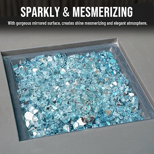 Miniatura 5 de Skyflame Vidrio de fuego de 10 libras para chimenea, hoguera y paisajismo, 12 pulgada azul aguamarina reflectante