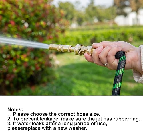 Miniatura 7 de Boquilla de manguera de latón macizo de alta calidad, giro ajustable, diseño resistente de 4 pulgadas con 10 arandelas de goma para manguera de