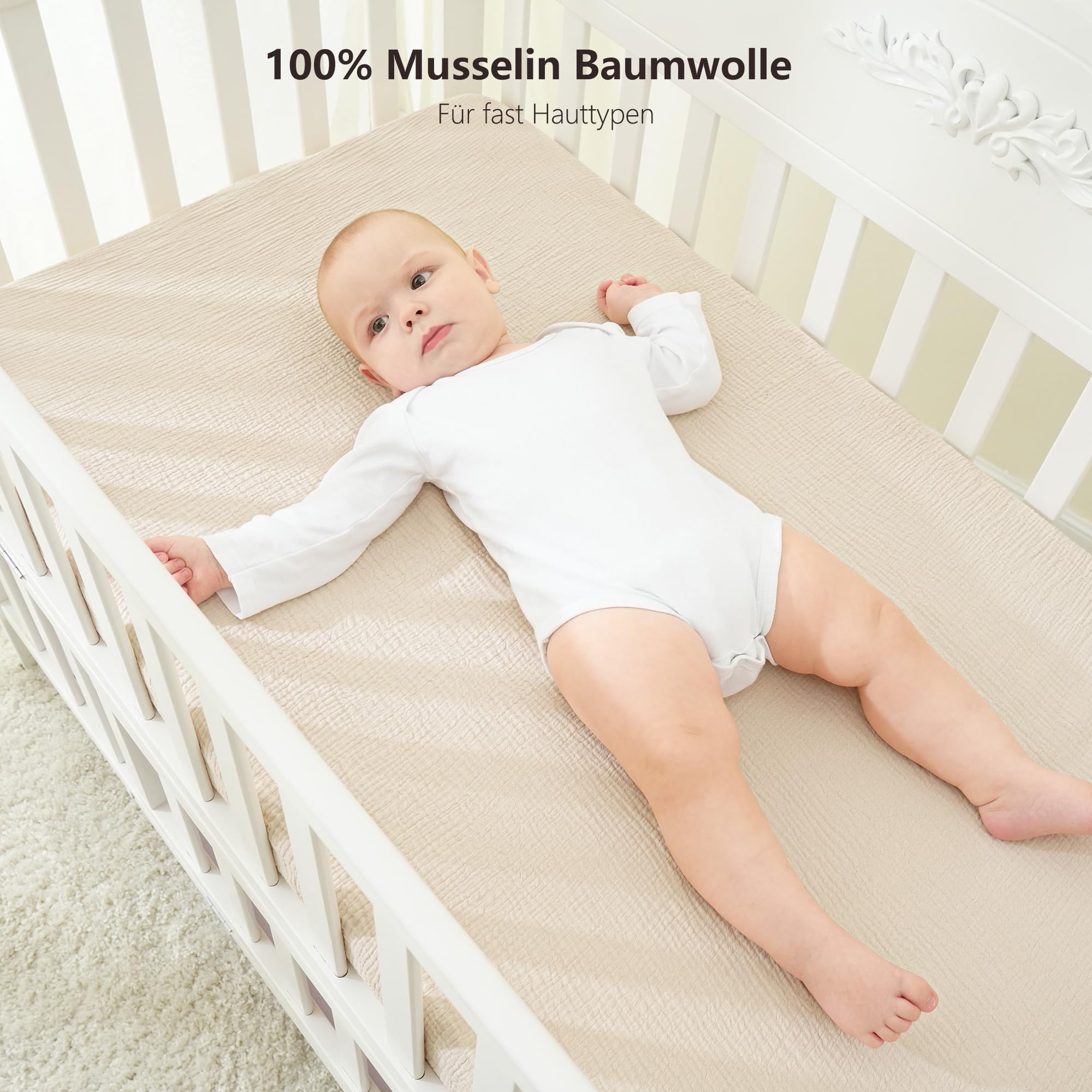 Lot De 2 Draps-housses En Mousseline 100 % Coton Doux Et Respirant Pour