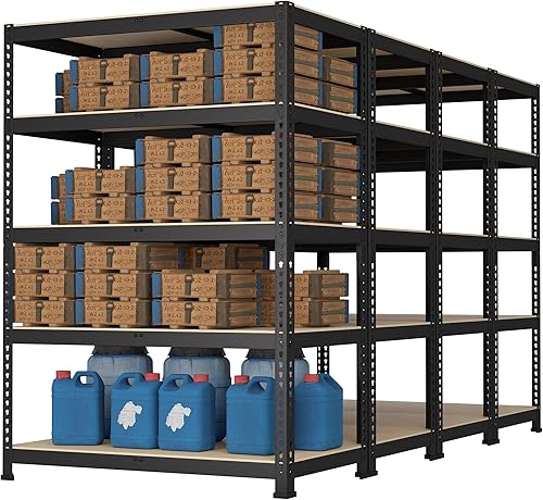Prilinex Estantes de almacenamiento resistentes, paquete de 4 estantes de 5 niveles de 35.5 pulgadas de ancho x 16 pulgadas de profundidad x 71