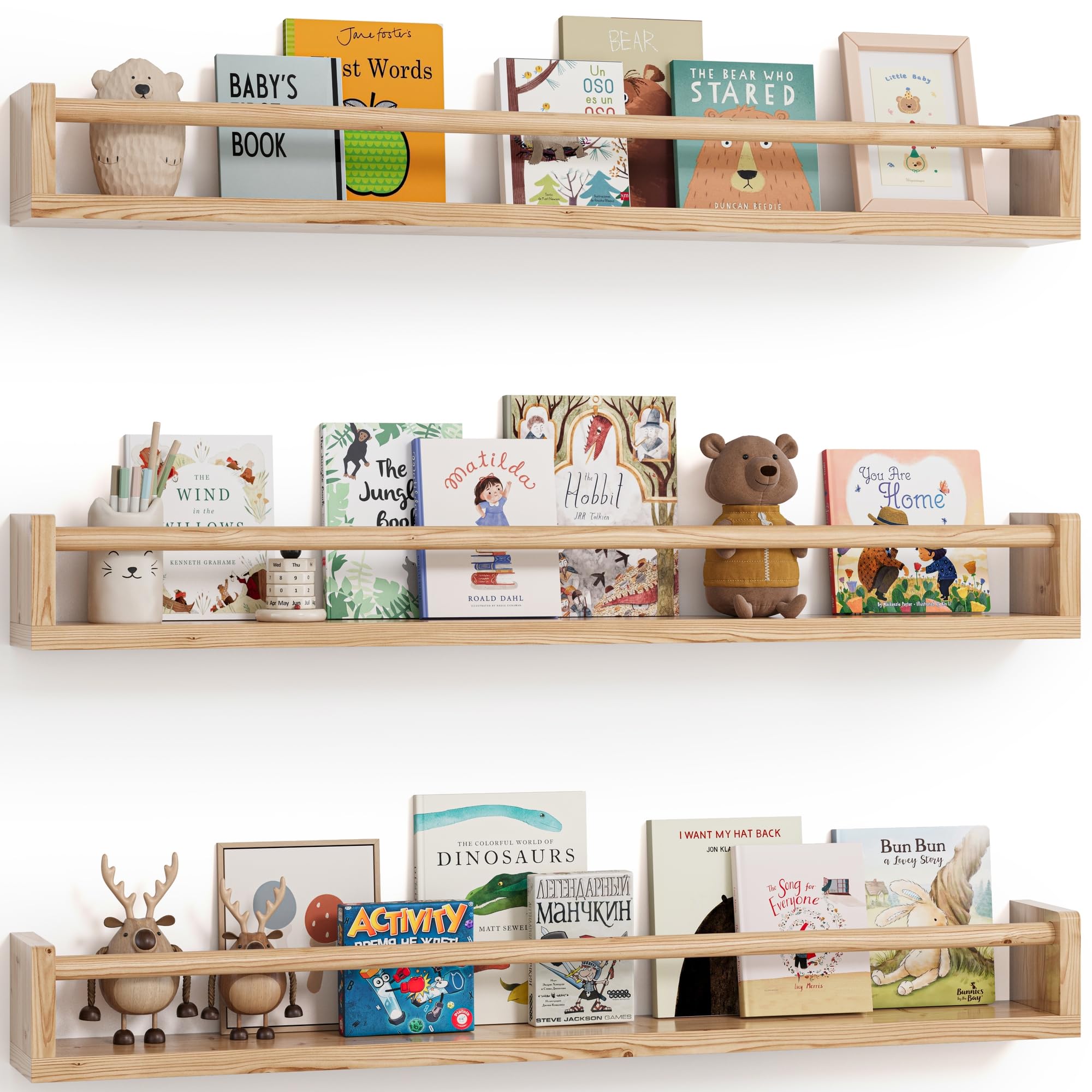Nursery Book Shelves - Set of 3 Floating Shelves -7 Nursery Book Shelves - Set of 3 Floating Shelves -7