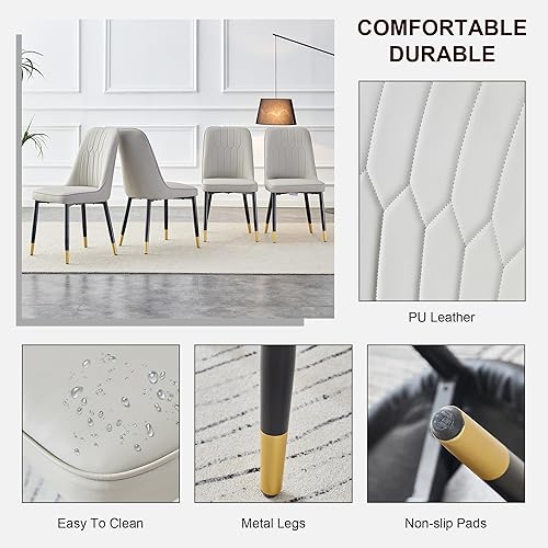 Miniatura 5 de Juego de 4 sillas de comedor para sala de estar, cocina, dormitorio, sala de estar, silla auxiliar Sillas De Comedor para Comedor, cómodas y