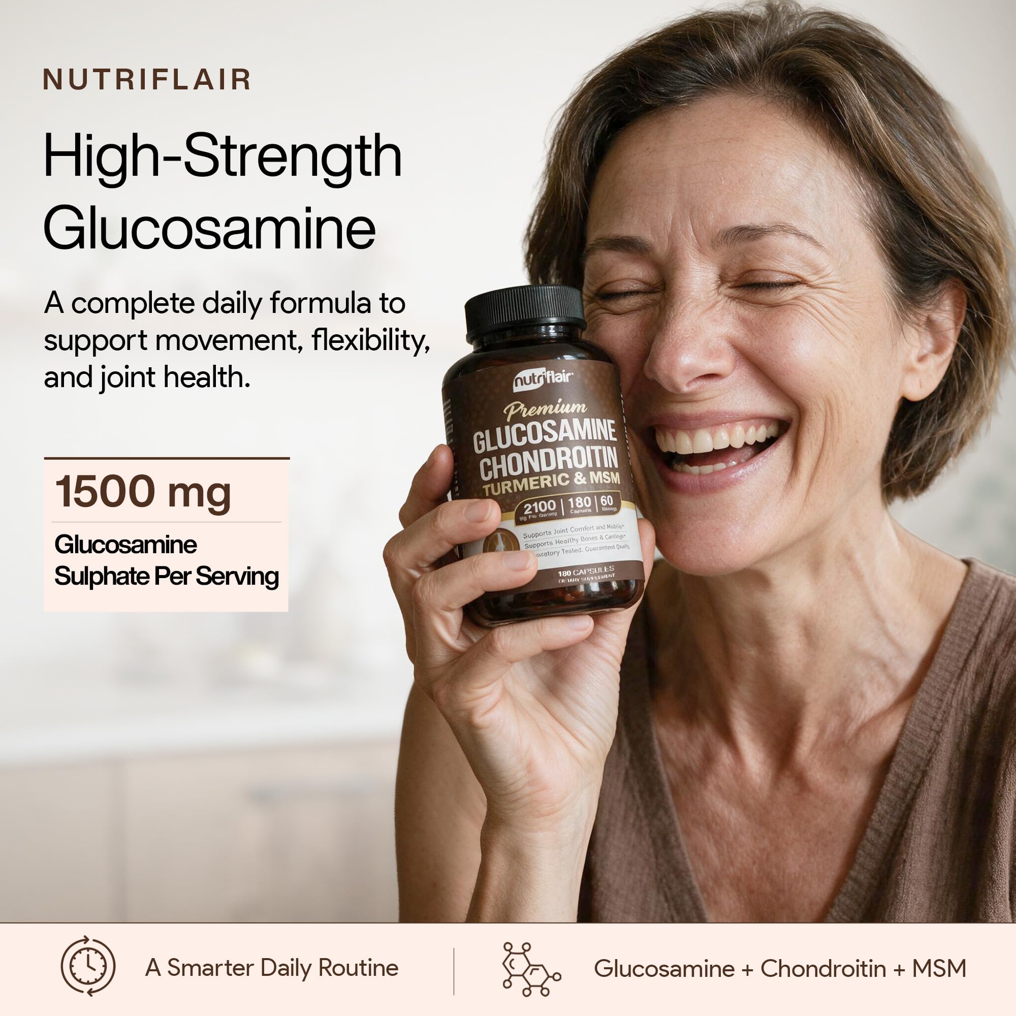 NutriFlair Glucosamine Chondroitin Turmeric MSM Boswellia, 180 Capsules — Amazon image 2