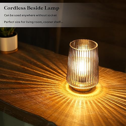 Miniatura 5 de Lámpara de mesa con temporizador, funciona con pilas, lámpara de batería pequeña inalámbrica con bombilla LED, lámpara de noche decorativa para sala
