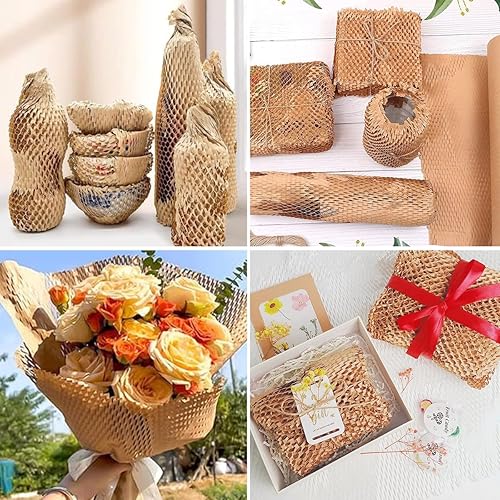 Miniatura 6 de YIJUHOU Envoltura de papel de embalaje de nido de abeja 15 "x200 'Sustituto de papel de embalaje alternativa al envoltorio de burbujas para envíos