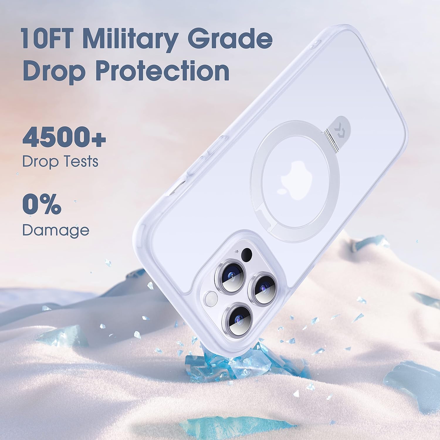 CASEKOO Designed for 14 Pro Max Case with Magnetic Invisible Stand [Military Drop Protection] [Compatible with MagSafe] Shockproof Slim Translucent Matte Promax Case 6.7 Inch, White - Image 4