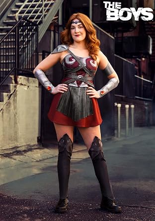 Deluxe Women's Queen Maeve Costume - Superhero Outfit with Headband, Gauntlets & Boot Covers for Halloween, Cosplay