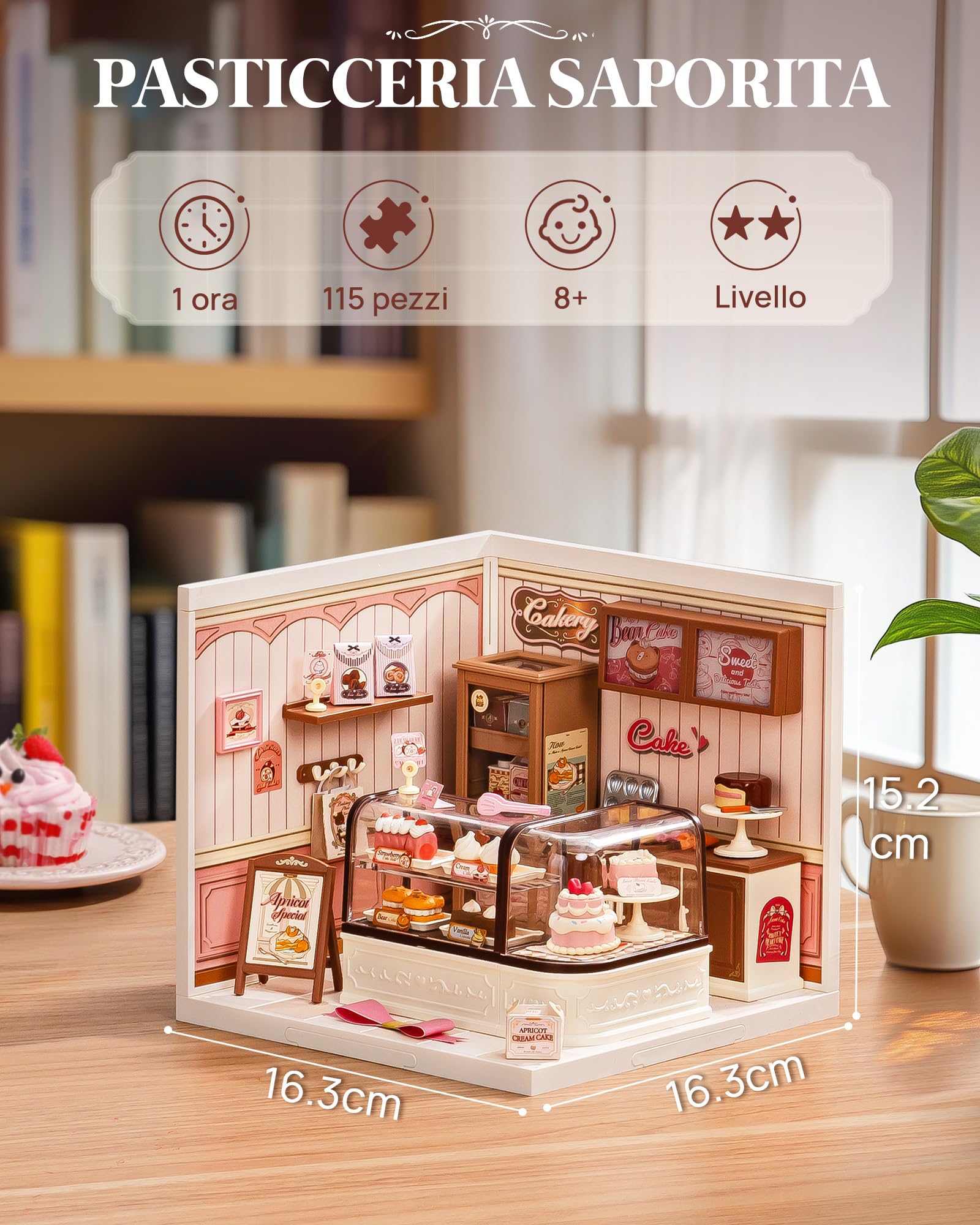 Rolife Super Creator Model Kits Dollhouse, Kit Casa in Miniatura Fai da te Con Luce, Adatto Per la Decorazione Della Scrivania di Casa, Regalo di Compleanno di Natale per Adulti (Tasty Cake Shop)