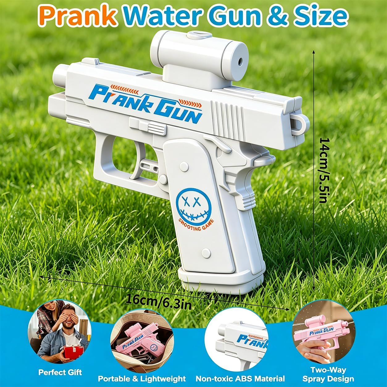3PCS Prank Two-Way Water Gun, Prank Squirt Gun, Reverse Squirt Guns, Creative Trick Water Guns for Summer Parties, Beach, Camping & Office Pranks, Hilarious Novelty Gift Toys for Adults