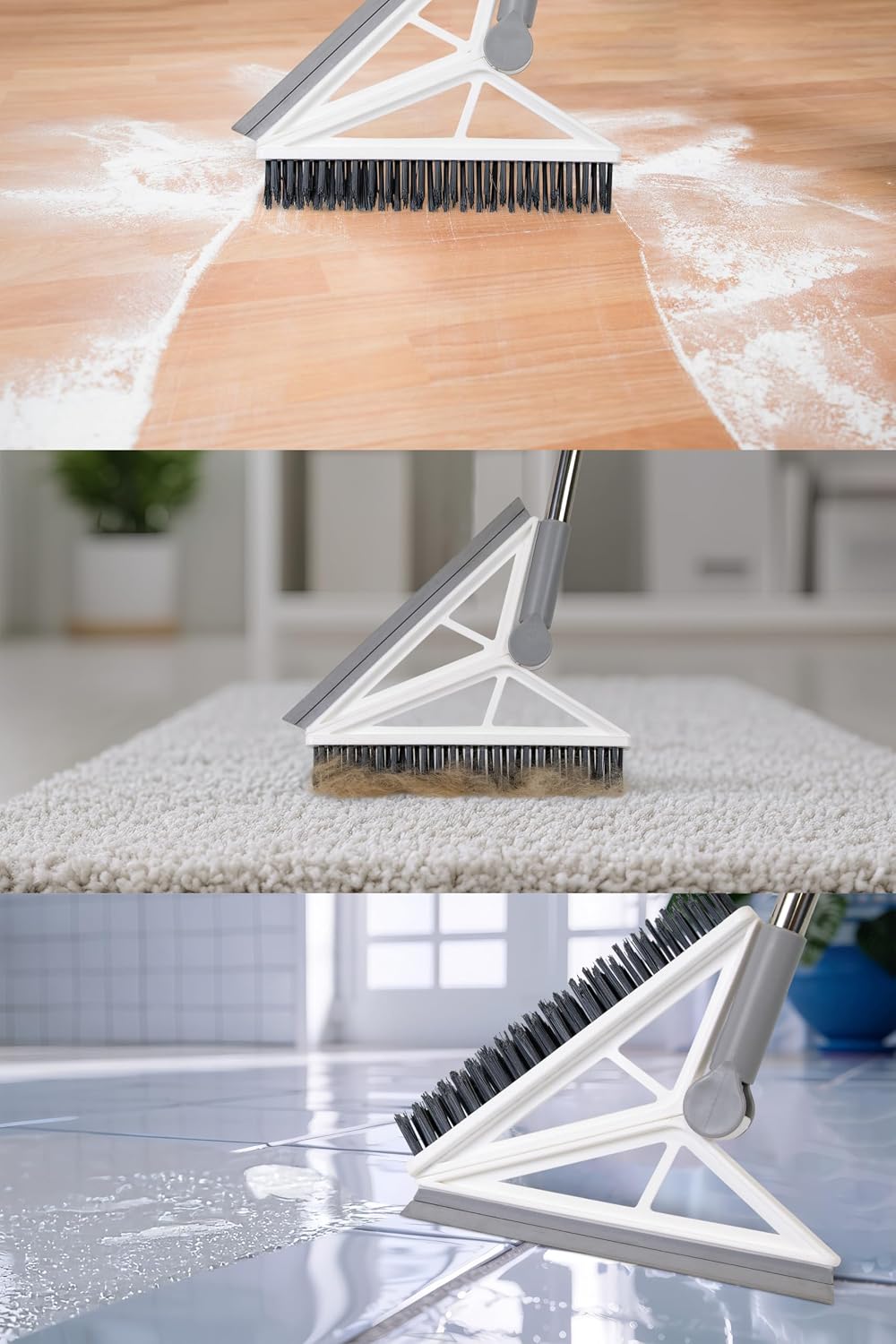 DuoSweep 2-in-1 Broom and Squeegee, 43.7 inch Handle, Multi-Surface Cleaning Tool