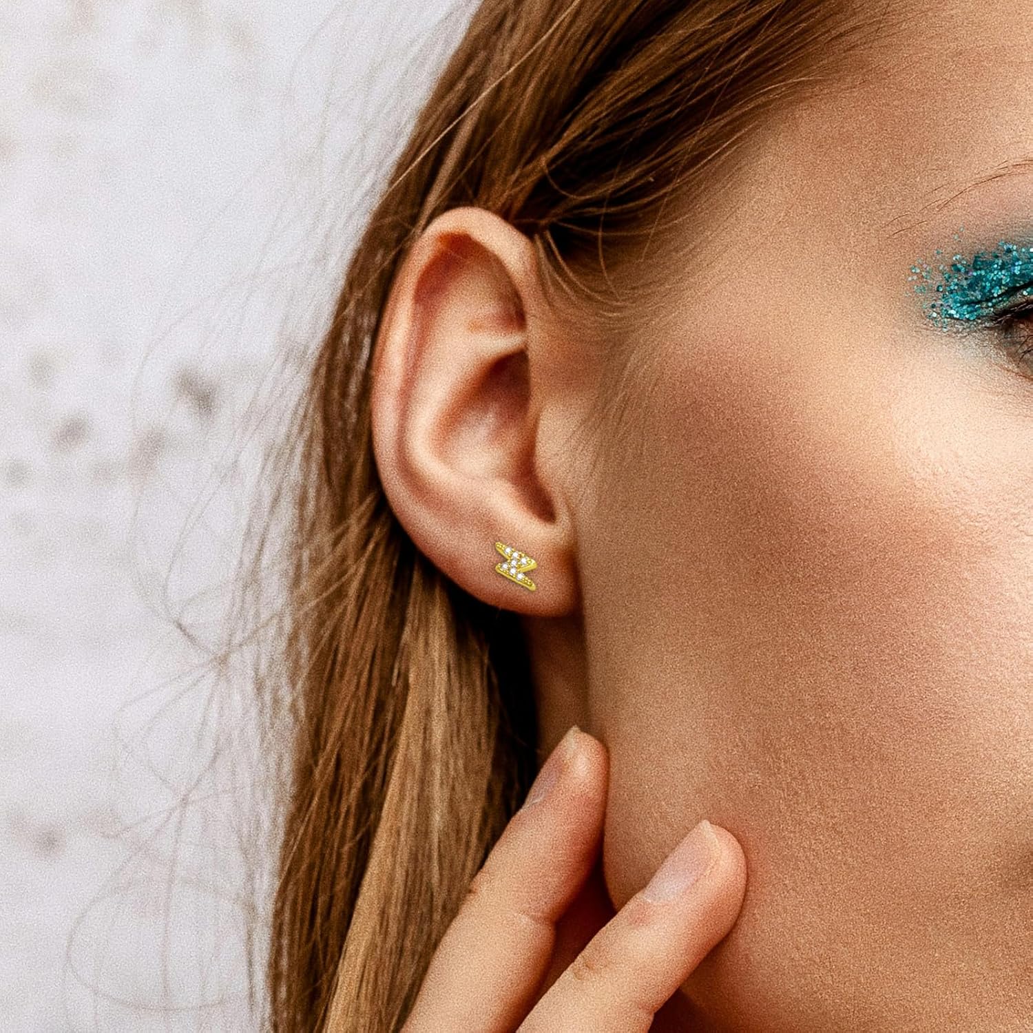 Hypoallergenic 14k Gold Plated Snake Flat Back Earrings for Women-316L Stainless Steel Push-in Design Tiny Stud Earrings Can Be Used for Cartilage/Tragus/Helix Multiple Piercing Jewelry - Image 5