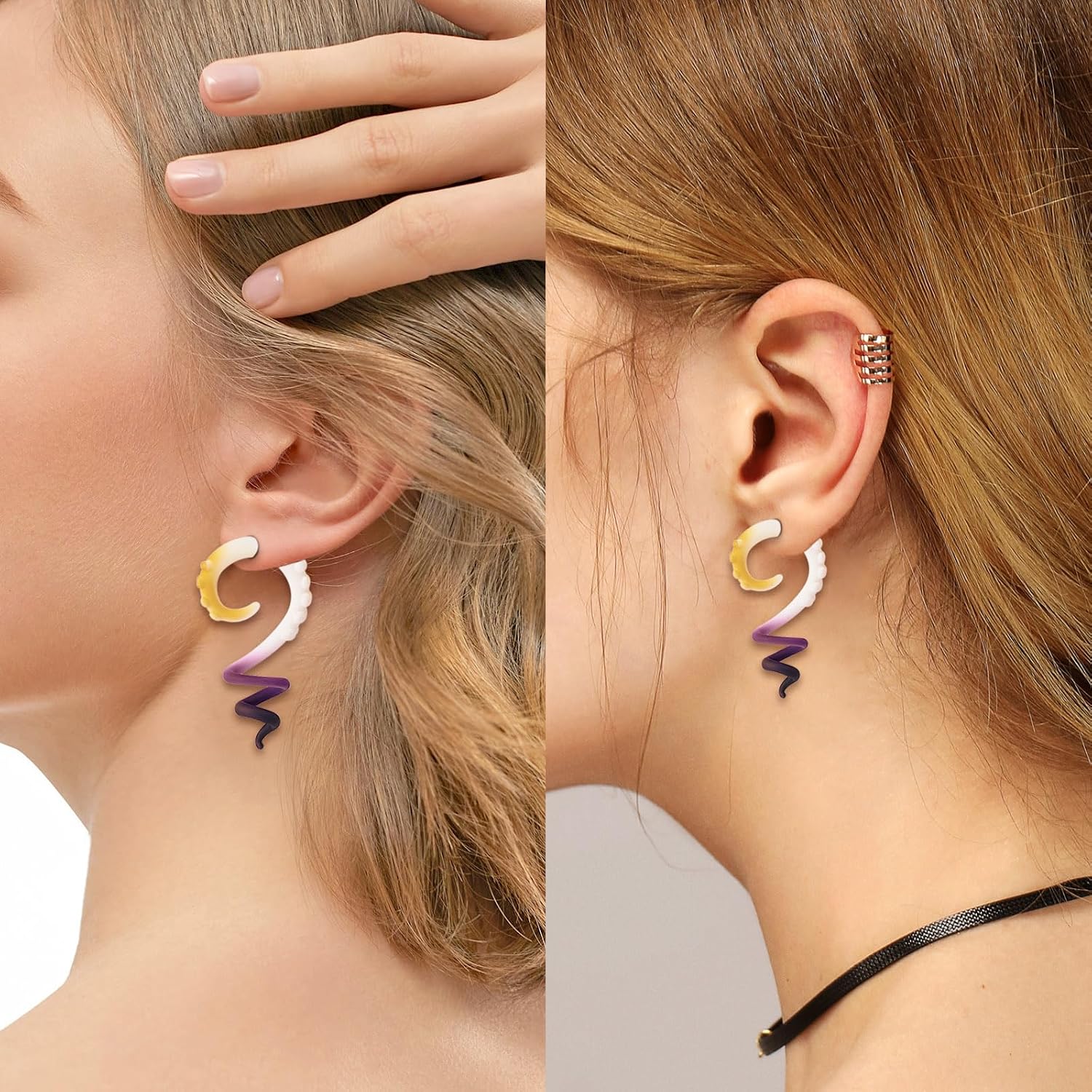 YOFANST 2pcs Glass Tapers Multi-Colors Spiral Plugs Piercing Ear Gauges Flesh Tunnel 4G-1/2 inch 5-12MM