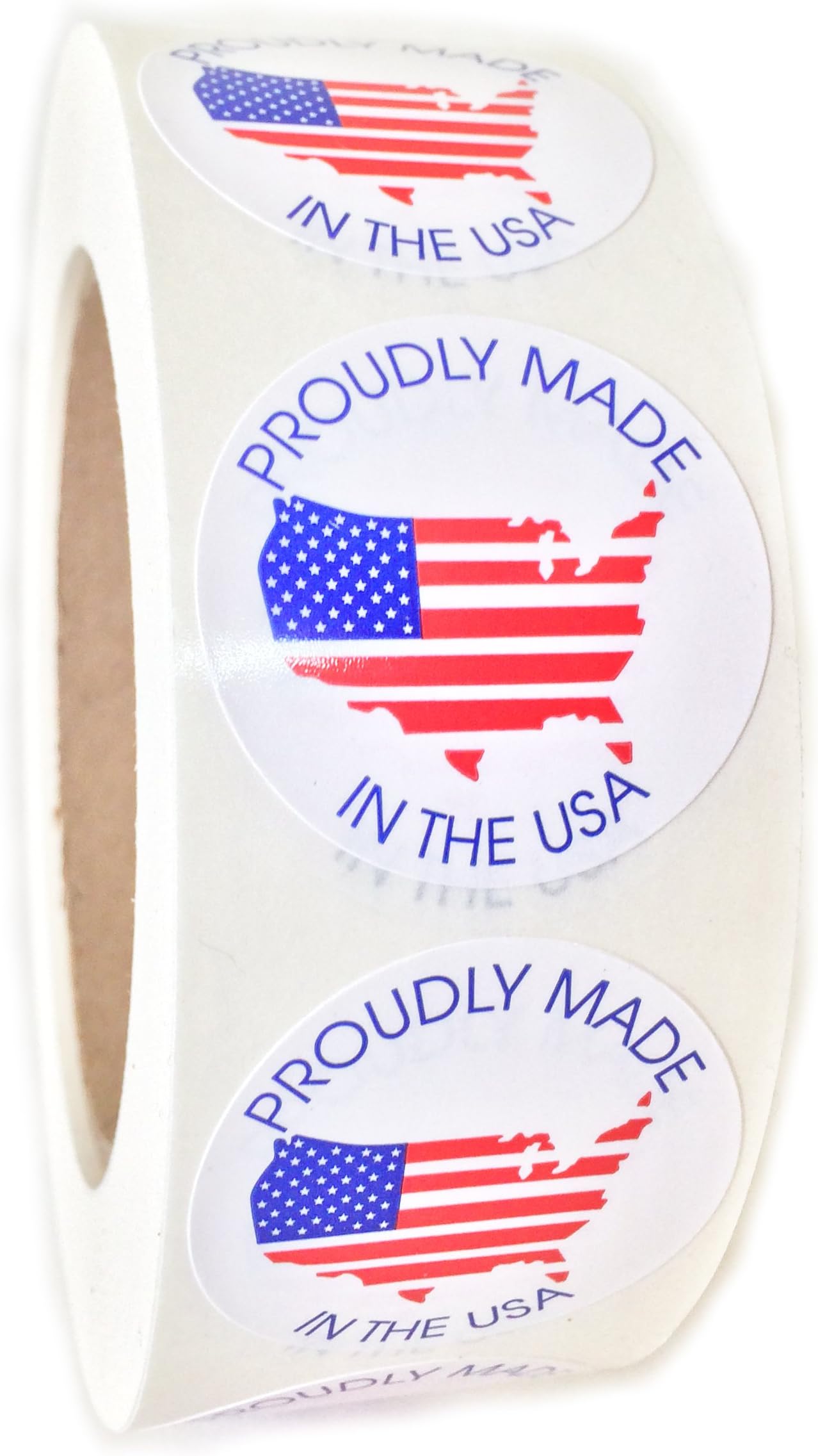 American Flag Map "Proudly Made in The USA" Circle Label - 1.5" - 1,000 ct