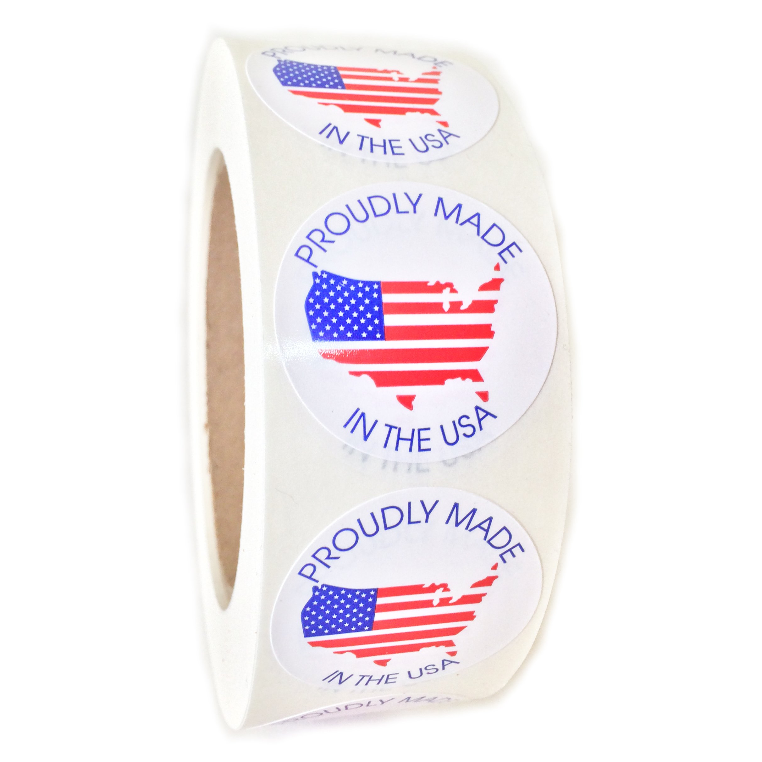 American Flag Map "Proudly Made in The USA" Circle Label - 1.5" - 1,000 ct