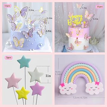 Rose Cake Topper Rainbow Cake Decoration