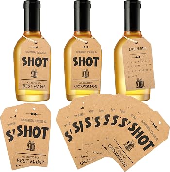 Wanna Take A Shot At Being My Groomsmen Proposal Cards - Funny Groomsmen Proposal Gift, 8 Groomsman Cards & 2 Best Man Cards, Take Shot Tag for Groomsman Gifts Box Ideas Wedding Supplies