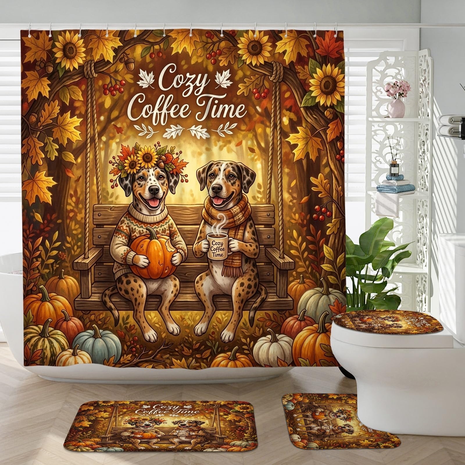 Rideau de douche 183 x 183 cm décoration de salle de bain citrouille
