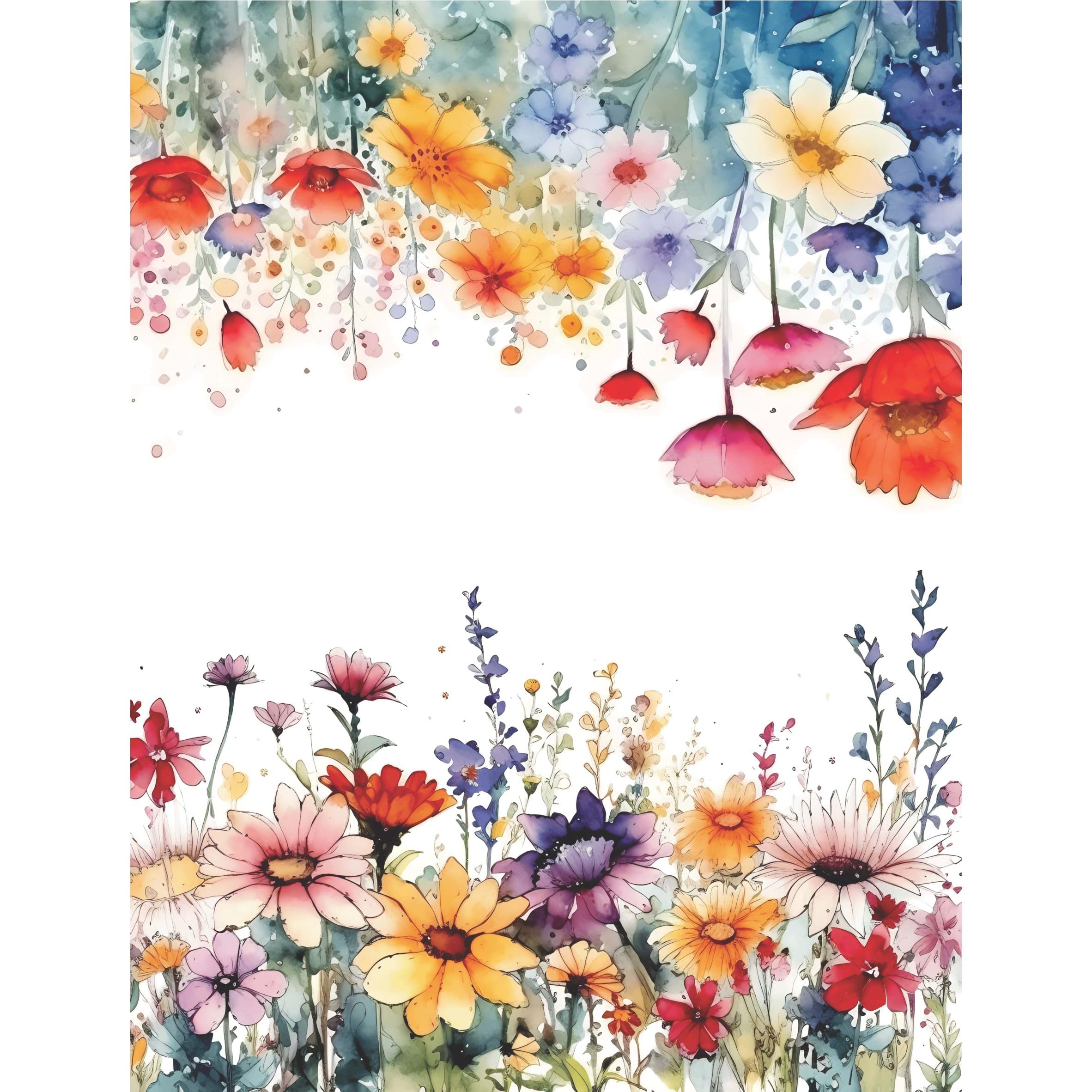 Wild Flower Borders Rice Paper, 8 x 10.5 inch - for Decoupage Cards Crafts