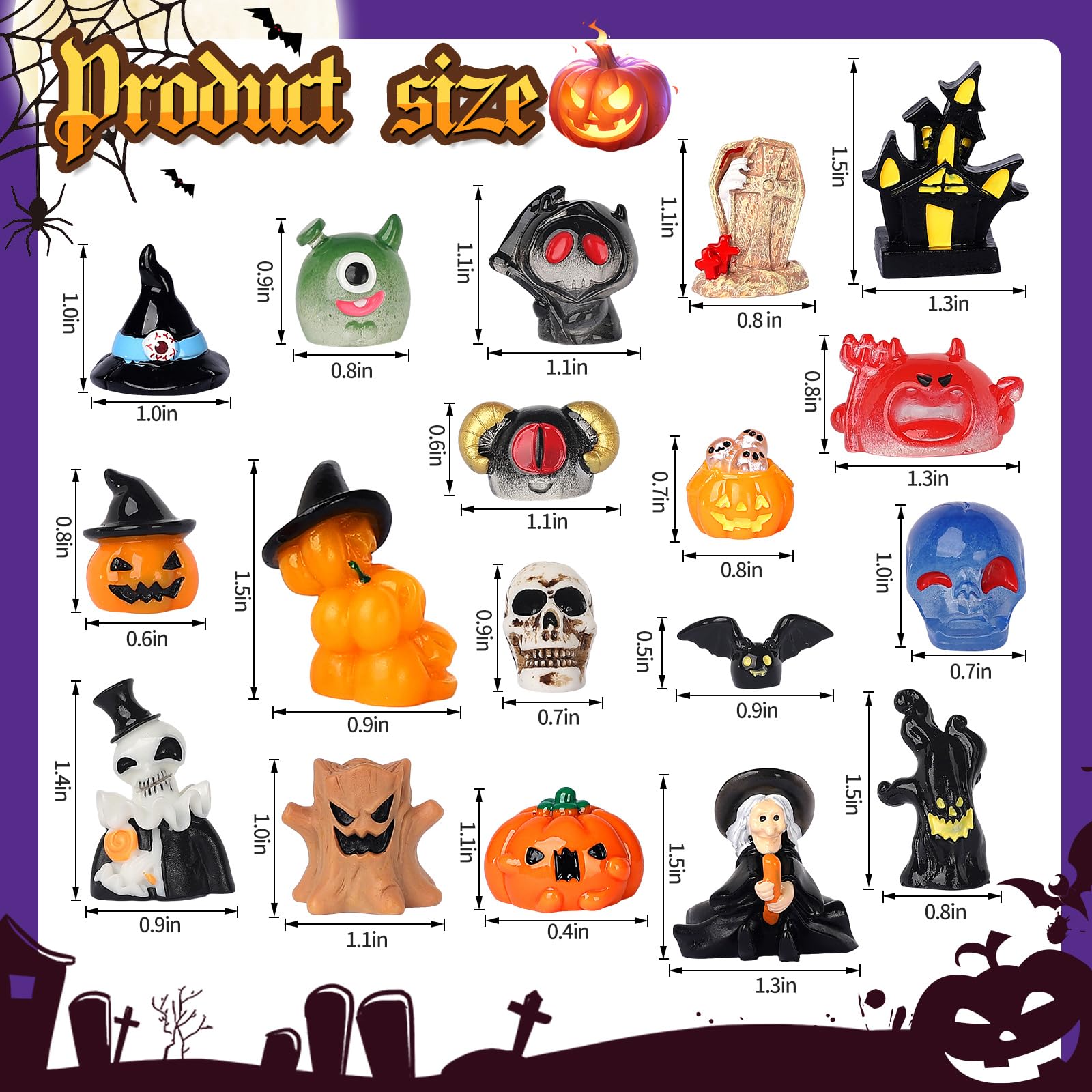 100 Figure Luminose Fantasma Di Halloween - Minuscoli Omini In Resina Per Bomboniere E Decorazioni