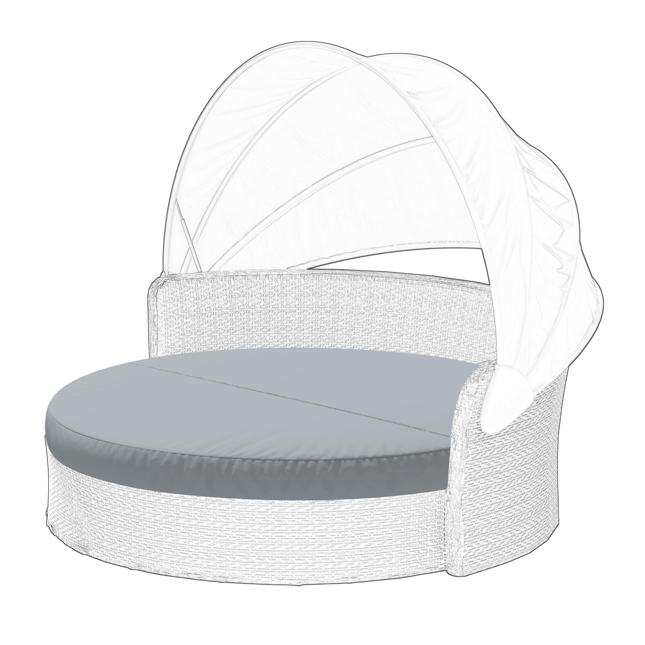 Cethytirko Outdoor Daybed Cushion Cover, 66" Round Replacement, Waterproof & Fade-Resistant, Patio Daybed Cushion Cover, Cover ONLY