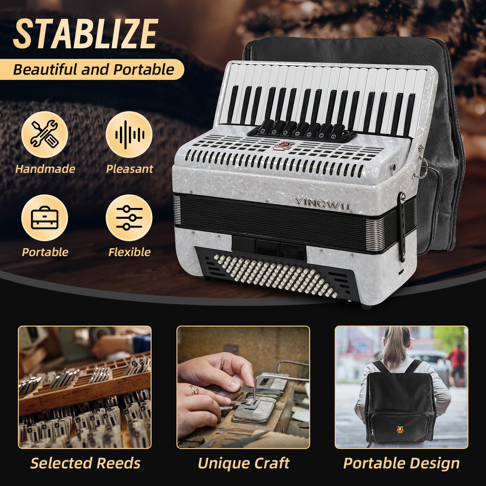 Amazon.com: Accordion,37 Key 96 Bass Professional Accordion for