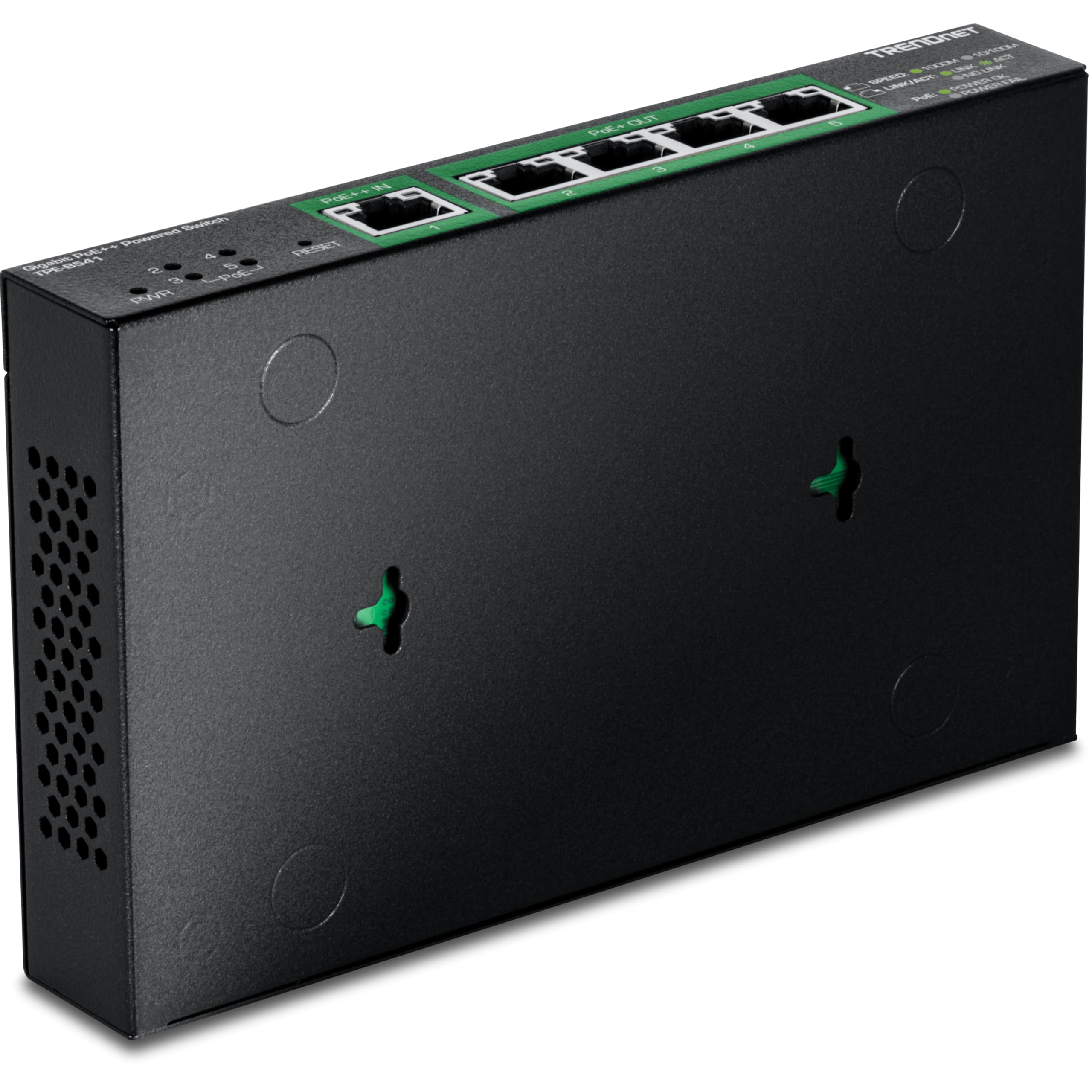 TRENDnet Switch gestionado de 5 Puertos Gigabit PoE++ con Paso PoE, TPE-B541, 1 Entrada Gigabit PoE++, 4 Salidas Gigabit PoE+, 60 W de presupuesto PoE, Compatible con NDAA TAA, protección de por Vida