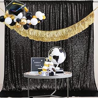 Black PartyDelight Sequin Backdrop, Photography, Christmas Backdrop, 6Ft x 8Ft