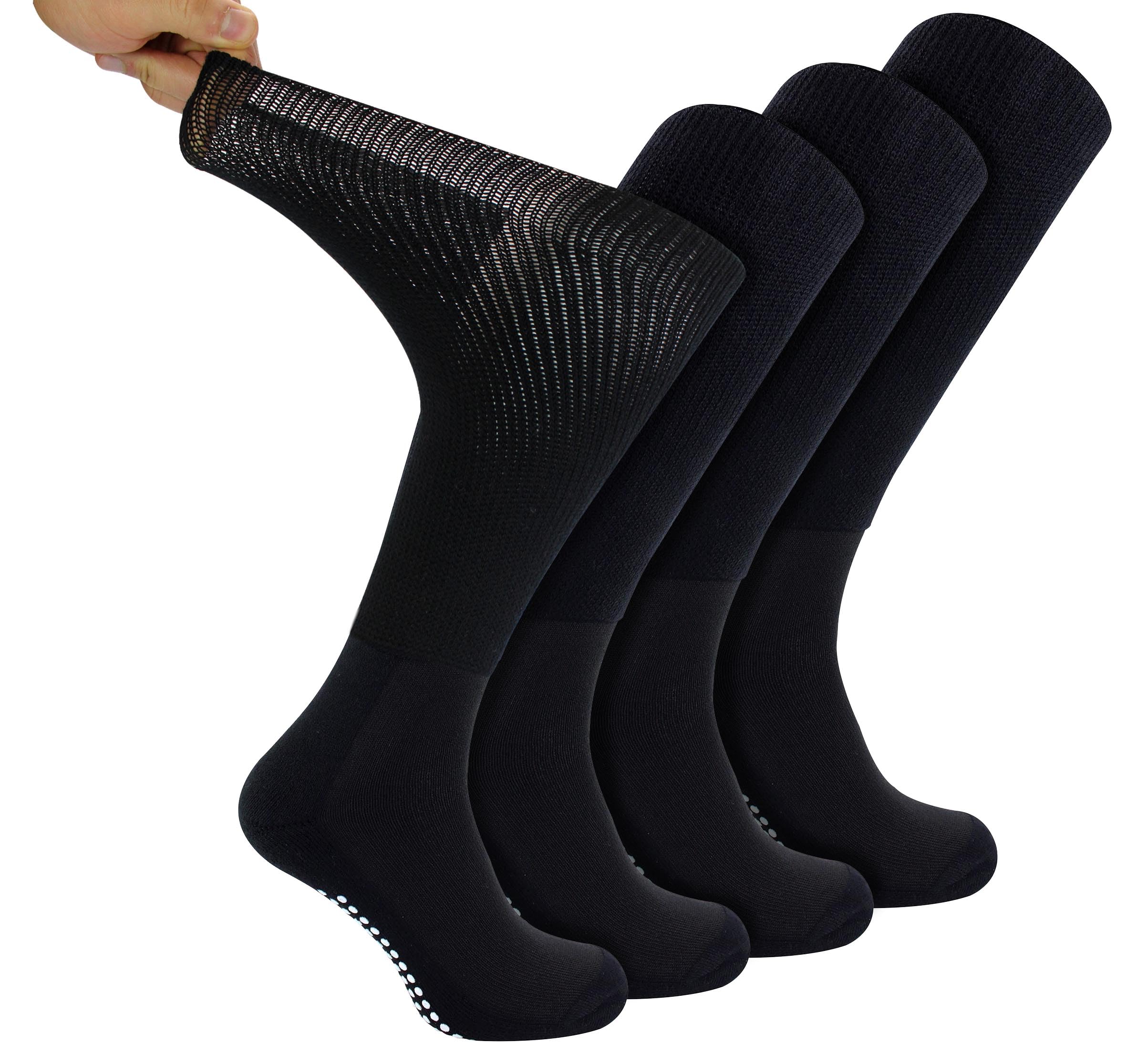 Dr.socks Unisex Black Dr. Socks 4 Pack Long Bamboo Diabetic Slipper Socks