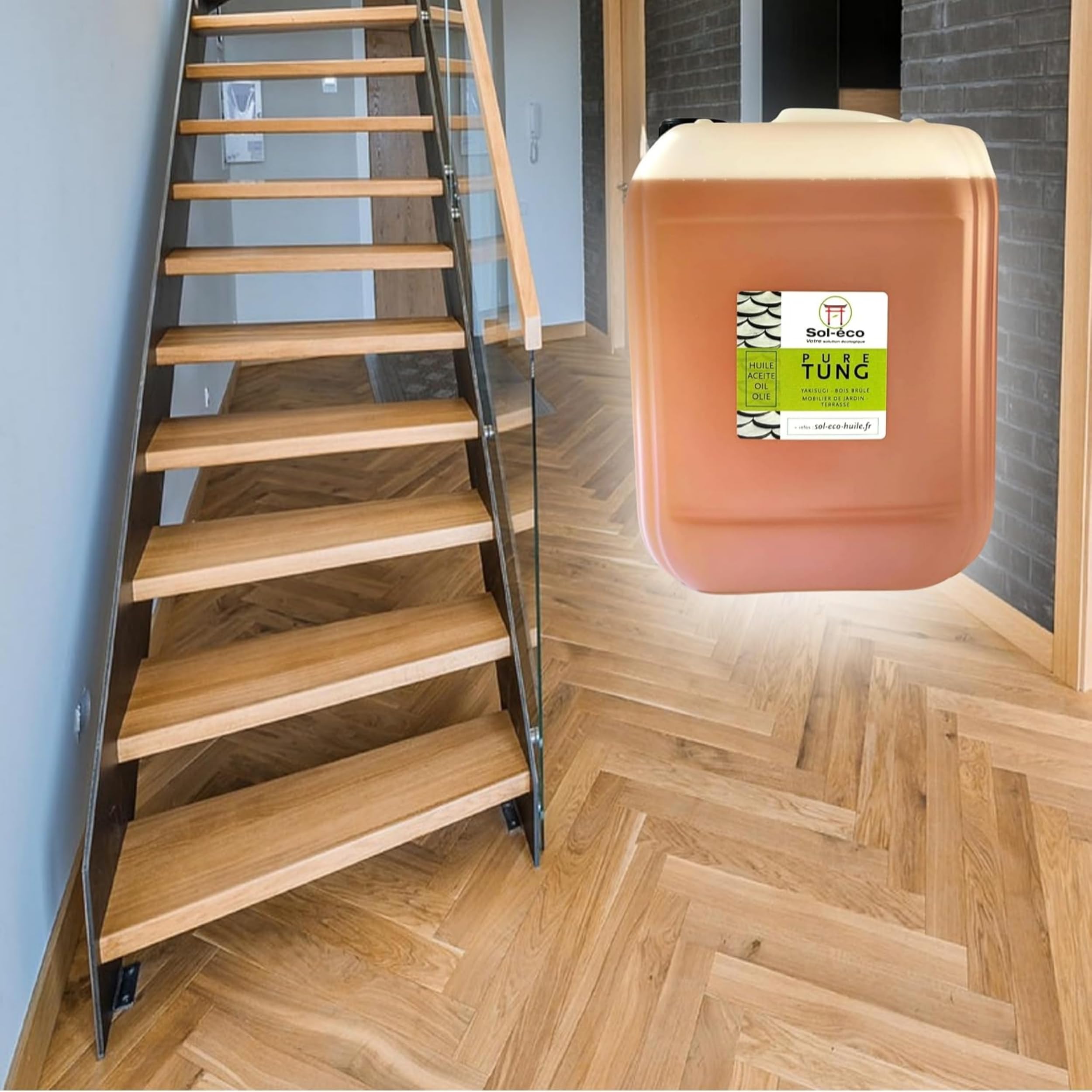 (Sol-éco) Aceite de Tung Puro – Protección y cuidado de la madera – 10L | Interior/exterior - Muebles de jardín, encimera, terraza, cocina, tablas de cortar, teca, parqué