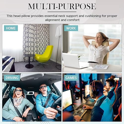 Miniatura 7 de 2 almohadas de cuello para sillón reclinable de 12.2 pulgadas de largo, almohada de apoyo para el cuello del automóvil, almohada de espuma