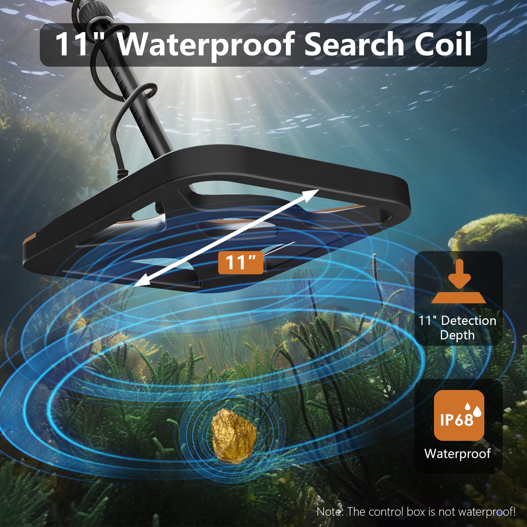 Metal detector per adulti ricaricabile, 11 pollici, metal detector professionale per oro e argento, design impermeabile ad alta precisione, 5 modalità, regalo per uomo/papà, M55, marrone