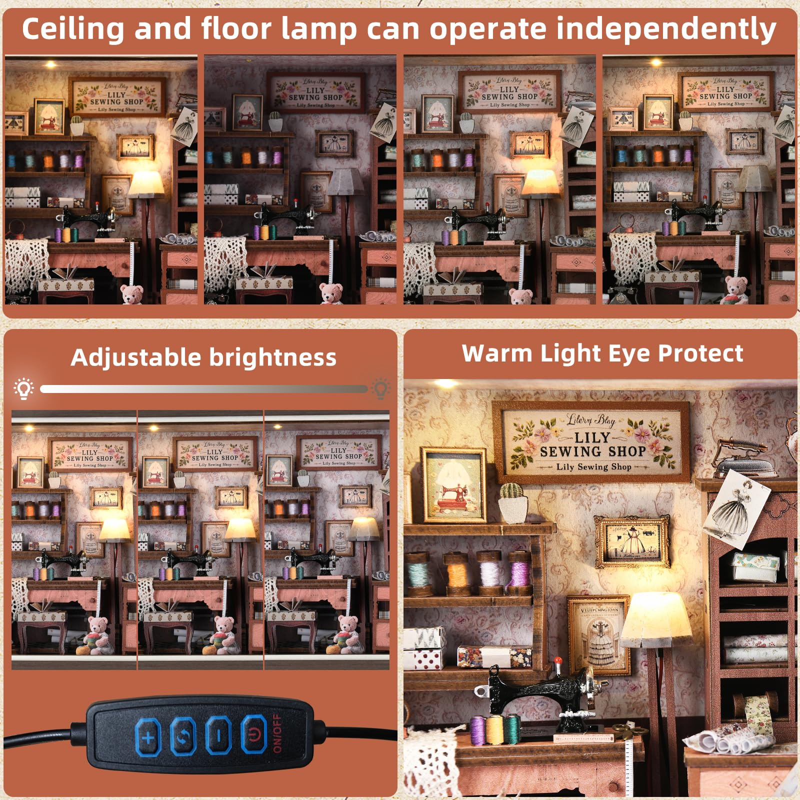 Book Nook Kit, Libreria a Forma di Cornice, Kit per Casetta Delle Bambole in Miniatura da Fissare Alla Parete, Modello di Puzzle 3D in Legno Fai da Te per Decorare La Libreria - Sewing Shop