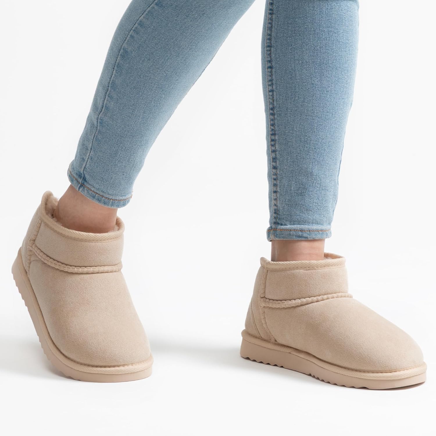 Wishcotton Women's Cozy Short Bootie Slippers, Winter Warm Hard Bottom House Shoes with Fuzzy Lining for Indoor Outdoor - Image 2